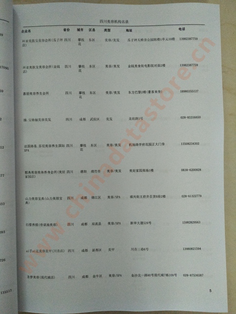 四川美容機構(gòu)企業(yè)黃頁收錄了最新的四川美容機構(gòu)企業(yè)名單，具有極高的營銷價值，實實在在提高銷售業(yè)績